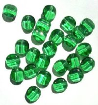 25 12mm Four-Sided Flat Round Light Green Glass Beads